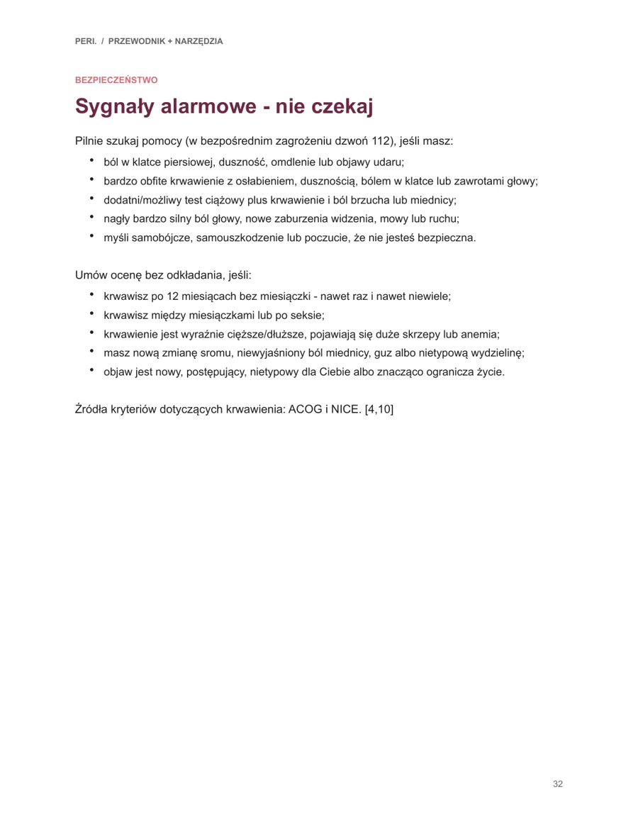 Podgląd strony przewodnika: Sygnały alarmowe. Kiedy nie czekać i pilnie skonsultować się ze specjalistą.